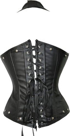 Women's Steampunk Faux Leather Bustier Halter Shoulder Straps Underbust Corset Top