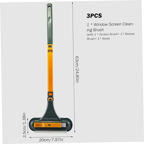 Screen Window Brush, Window Screen Cleaning Brush 4PCS/Set 3 in 1 Double-Sided Cleaner Dry＆Wet Long Handle Washable Cleaner Tool