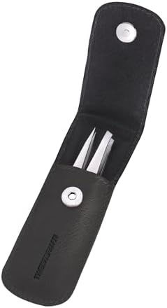Tweezerman Petite Tweeze Set with Travel Case - Point and Slant Tweezers, Tweezers for Travel (Black Case)