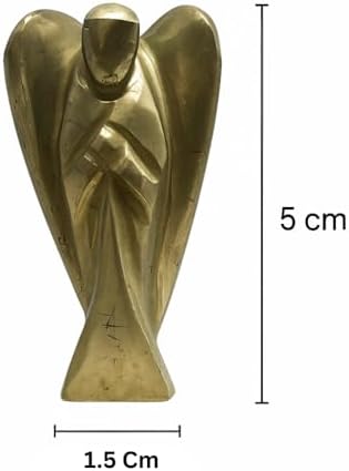 ANAYA AGATE Golden Pyrite Angel Statue 2" Certified Gemstone Guardian Angel Natural Crystal Angel Hand-Carved Pocket Guardian Angel for Wealth, Abundance, Protection & Positive Energy Crystal Décor