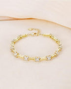 TIGRADE 14K Gold Plated Bracelet for Women Dainty Cubic Zirconia Adjustable Link Chain Bracelets for Lover Mom Friends Size 6.5-7.5 Inch