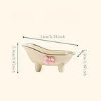 5.5" Soap Dish, Mini Bathtub Shape Soap Holder Container for Desktop Shower, Makeup Beauty Blender Organizer for Bathroom Decor