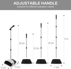 Broom and Dustpan Set for Home, 51-in Long Adjustable Handle Angle Broom and Dustpan Combo Set with Dust Pan Teeth to Clean Hair for Home Kitchen Office Lobby Floor Garden (Black&White)
