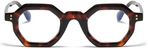 JOVAKIT Retro Octagon Frame Glasses for Women Men Vintage Polygon Non-prescription Clear Lens Eyeglasses