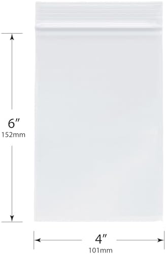 Plymor 4" x 6" (Pack of 100), 4 Mil Heavy Duty Zipper Reclosable Plastic Bags