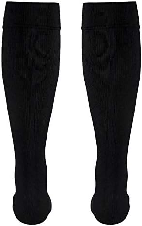 Truform Travel Compression Socks for Men and Women, 15-20 Knee High Over Calf Length, Black, X-Large