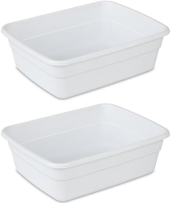 Plastic Wash Tub Dishpan Basin and Foot Bath for Soaking Feet, Laundry Hand Wash Bucket, Dish Pans for Washing and Storage Cleaning Supplies - 8 Qt - Heavy Duty - 2pack (White)