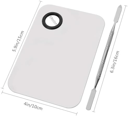 Professional Stainless Steel Makeup Palette Cosmetic Palette with Spatula Tool For Nail Art Eye Shadow Eyelash Makeup Professional Pigment Blending（6 x 4 Inch Sliver）