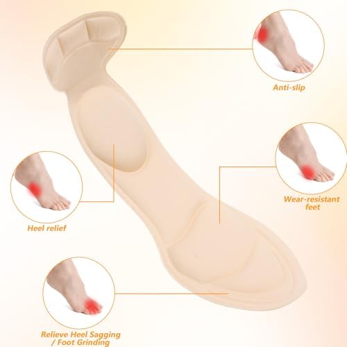 TIESOME 2 Pairs of High Heel Insoles, Sponge Insoles with High Heel Pads, Cuttable Highs Heels Insole for Loose Shoes, Heels Protectors, Arch Pain Relief Foot Pain