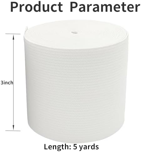 3-Inch Elastic Band for Sewing – 5 Yards of Strong and Durable Stretch Fabric Knit Elastic Bands for DIY Crafts, Waistband Clothes and Pants Waist and Accessories (White)