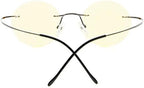 CessBlu Rimless Anti Blue Ray Titanium Round Computer Glasses Women Men Reading Eyeglass