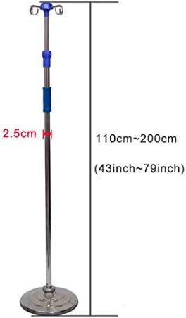 IV Drip Stand Infusion Holder Pet Hospital Stainless Steel Drip Stand, 4 Hooks, Cast Iron Base, Height Adjustable IV Pole