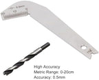 118° Drill Bit Sharpening Gauge, Stainless Steel Drill Bit Angle Gauge, Accurate 0.5mm, for Wood Metal, Compact Lightweight, Fast Efficient with Measurement Range 0-20mm