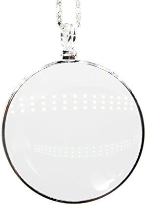 5X Magnifying Glass Pendant 1.6" Glass Lens Dia. and 35" Alloy Necklace (Silver)