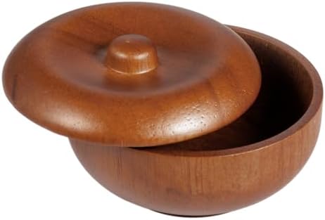 Wooden Shaving Bowl with Lid, Shaving Soap & Cream Bowl for Men Classic Style Easy to Lather Fits Wet Shaving (5#)