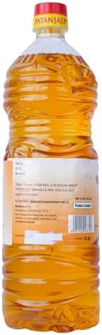 Patanjali Rice Bran Oil, 1 Liter (33.82 fl oz) – Refined Cooking Oil for Everyday Indian & Asian Cooking, Neutral Flavor
