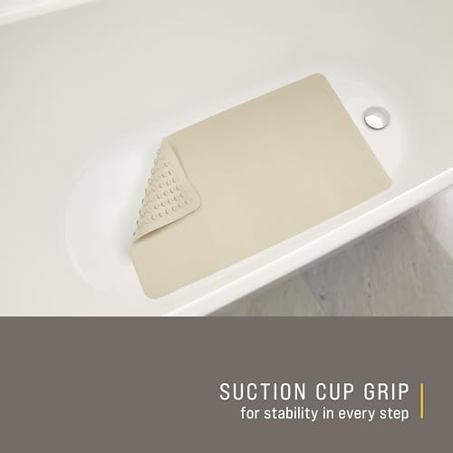 Rubbermaid Commercial Products Safti-Grip Bath Mat, Medium, White, Suction-Backed, Non-Slip for Commercial/Residential Use for Shower Stall/Bathtub/Bathroom