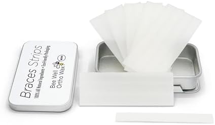 Bee Well Orthodontic Wax for Braces Strips | 100% All Natural Beeswax Braces Wax | Protects & Relieves Irritation from Brackets & Wires | 1 Recyclable Tin with 24 Strips | Braces Kit Essential