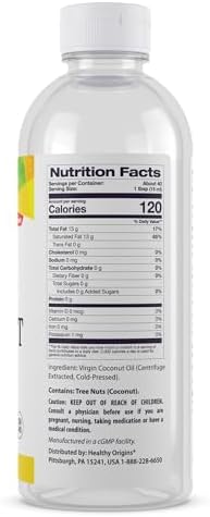 Healthy Origins Coconut Oil, Liquid (100% Virgin) - Virgin, Unrefined, Cold-Pressed Liquid Coconut Oil - 93% MCTs - Centrifuge Extracted Coconut Oil - 20 fl Oz