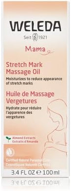 Weleda Stretch Mark Pregnancy Massage Oil, 3.4 Fluid Ounce, Plant Rich Oil with Vitamin E, Sweet Almond, Jojoba and Arnica Oils