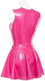 Latex Pleated Skirts One-Piece Dresses Sleeveless Boat Neck Pink Short Hot No Zipper Customized 0.4mm (M)