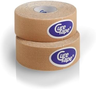 CureTape® 1 inch Kinesiology Tape 2 Rolls | Waterproof, Latex Free & Hypoallergenic | Therapeutic Kinesiology Tape for Professionals | Relief Pain, Supports Muscles, Lympatic Taping | Beige