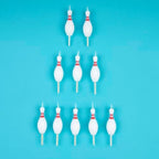 Meri Meri Bowling Pin Candles (Pack of 10), 3.75" Tall, Unscented, Bowling Party Decorations