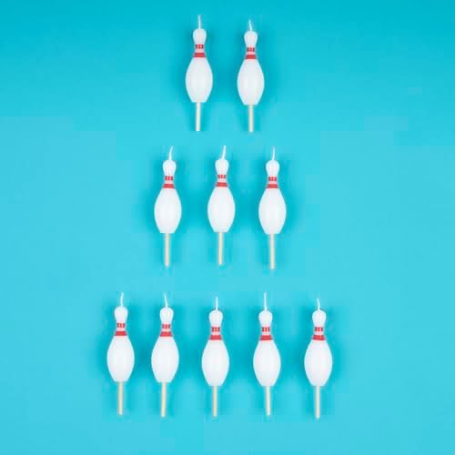 Meri Meri Bowling Pin Candles (Pack of 10), 3.75" Tall, Unscented, Bowling Party Decorations