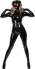 EXLATEX Latex Hood Mask Rubber Full Face Mask Open Eyes Double Holed Ponytail Party Latex Mask