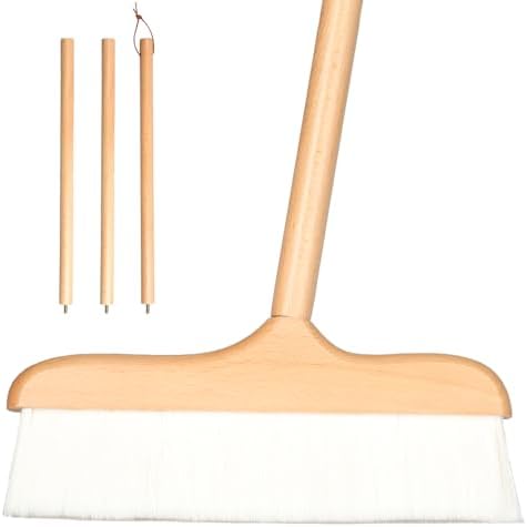 Gloffer Indoor Wood Wool Broom,Ultra Soft Bristles Broom with Long Handle,Sweeping Kitchen Brooms for Home Cleaning,Floor,Office