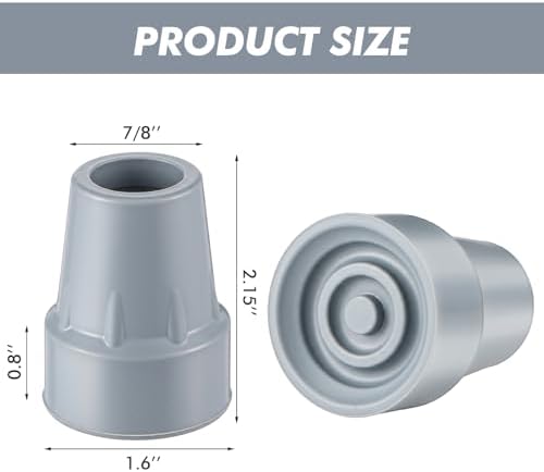 24 Pcs Crutch Tips 7/8 Inch Crutch Feet Cap Upgrade Heavy Duty Non Slip Rubber Cane Accessories Replacement Rubber Walking Cane Tip for Canes Walking Sticks Walkers (Gray)