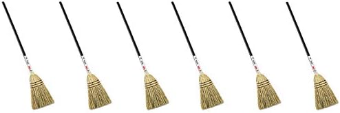 (6 Pack Value Bundle) RCP6373BRO Lobby Corn-Fill Broom, 38-in Handle, Brown