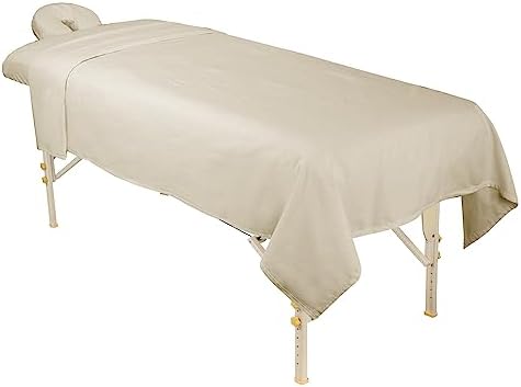 ForPro Premium Flannel 3-Piece Massage Sheet Set for Massage Tables, Includes Flat, Fitted Sheet, and Fitted Face Rest Cover, Natural