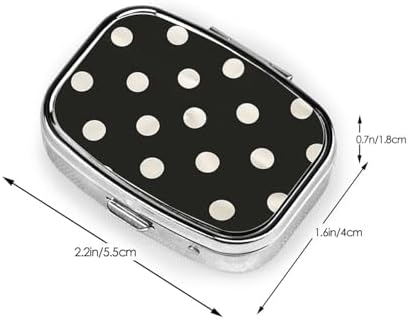 Black and White Polka Dot Printed Square Pill Organizer with 2 Compartments, Portable Mini Pill Box Pill Case for Medicine, Vitamin, Fish Oil, Supplements