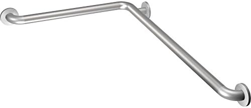 Moen 8994 Bathroom Safety 24-Inch x 36-Inch L-Shaped Peened Bathroom Grab Bar, Peened