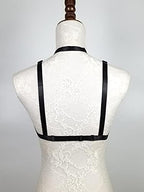 Womens Sexy Cupless Harness Halter Strappy Body Caged Bra, Black, One Size