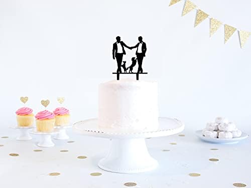 Gay Wedding Cake Topper, Grooms Cake Topper, Mr & Mr Cake Decorations With Dogs - Gift for Gay Wedding/Engagement/Anniversary Party Decoration (Two Dogs)