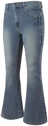 Wbestwind 70s Disco Pants for Men Relaxed Stretch 60s 70sBell Bottom Fit Comfort Flared Retro Leg Denim Vintage Jeans,Flo,TAG XL