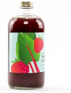 Wood Stove Kitchen - Strawberry & Rhubarb Mix | Cocktail & Mocktail Mixer - Natural Craft Syrup with Tasty Flavors - Concentrated & Alcohol Free - Aromatic, Honey, 16 oz.