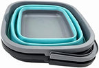 SAMMART 10L (2.6 Gallon) Collapsible Rectangular Handy Bucket (Alloy Grey + Crystal Blue (Set of 2))
