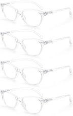 HEEYYOK 0.75 Reading Glasses Women Clear for Small Face 4-Pack Transparent Cat Eye Readers For Womens,Cheaters Eyeglasses for Reading Lightweigth Flexible Spring Hinge
