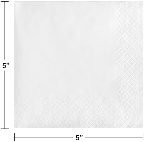 Creative Converting Paper Napkins, 3-Ply Beverage Size, White Color, 50-Count Packages