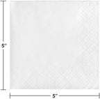 Creative Converting Paper Napkins, 3-Ply Beverage Size, White Color, 50-Count Packages