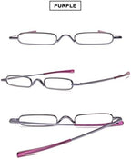 VEVESMUNDO Compact Reading Glasses Women Men Mini Slim Narrow Pocket Portable Readers with Metal Case