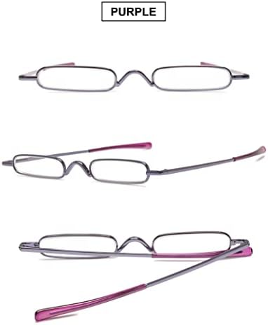 VEVESMUNDO Compact Reading Glasses Women Men Mini Slim Narrow Pocket Portable Readers with Metal Case