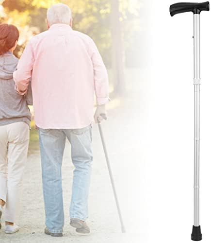 Walking Cane, Folding Cane, Portable Aluminium Alloy Frosted Anti‑Skid Elderly Walking Stick Multifunction Folding Ultralight Tbr Handle Cane(White)