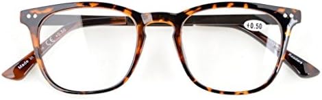 Eyekepper 5-Pack Retro Square Plastic Frame Metal Arms Reading Glasses Include Computer Glasses