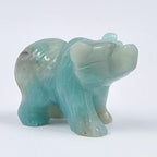 Hand Carved Gemstone Crystal Bear Figurine Animal Statue Carving Office Home Decor Collections 2'' (Amazonite)