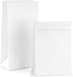 BagDream White Paper Lunch Bags 12LB 7x4.5x13.75 Inches 100Pcs Recycled Kraft Paper Bags Bulk, Disposable, Large for Snack, Lunch, Sandwich, Burger, Baked Food, Craft, Packing