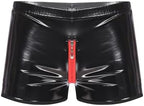 Freebily Men's Wet Look Latex PVC Leather Shorts Swimsuits Bulge Pouch Boxer Brief Club Hot Pants